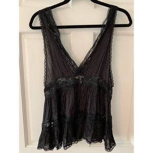 Free People Lace Trapeze Cami Black Size Small